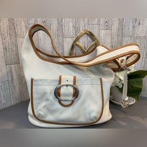 Brighton Vintage White & Brown Leather Shoulder Bag